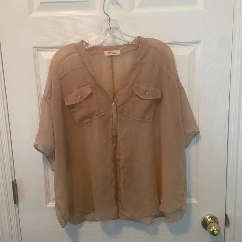 Sheer Button Down T-Shirt